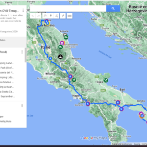 Route 1-Terugreis van OV8-Terugbrengpunt: Rimini - S.M. di Leuca