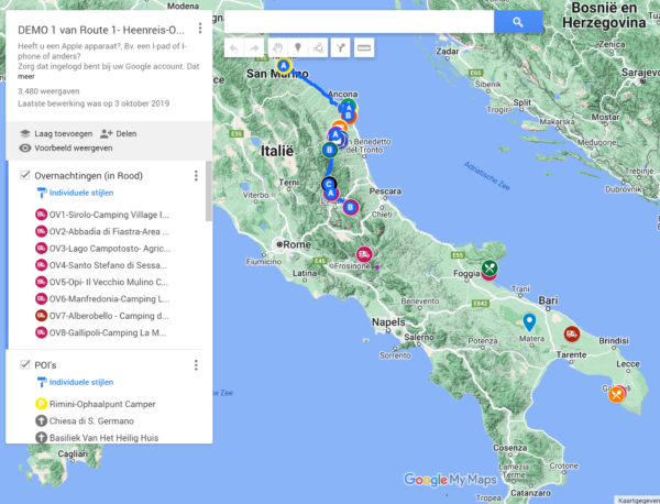 DEMO 1 van Route 1- Heenreis-Ophaalpunt tot OV8: Rimini - S.M. di Leuca